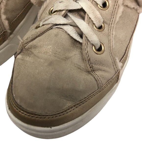 UGG Womens 6 KiDS 5 37 Girls Alanna Low Top Gold Metallic Sneakers Trainers - Picture 5 of 11